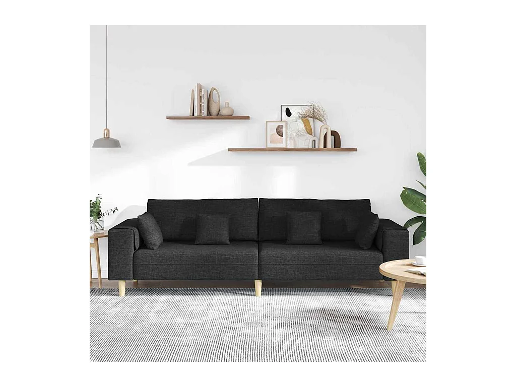 Divano in tessuto con cuscino nero 208 cm tessuto