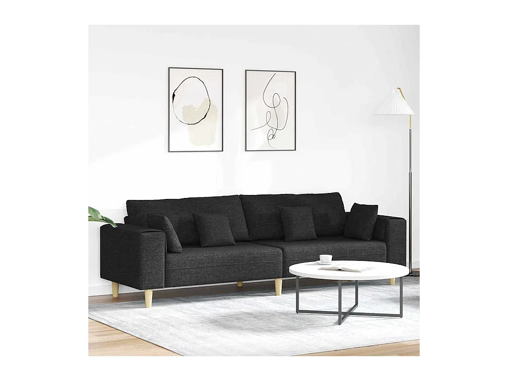 Sofa en tissu avec coussin Noir 208 cm tissu