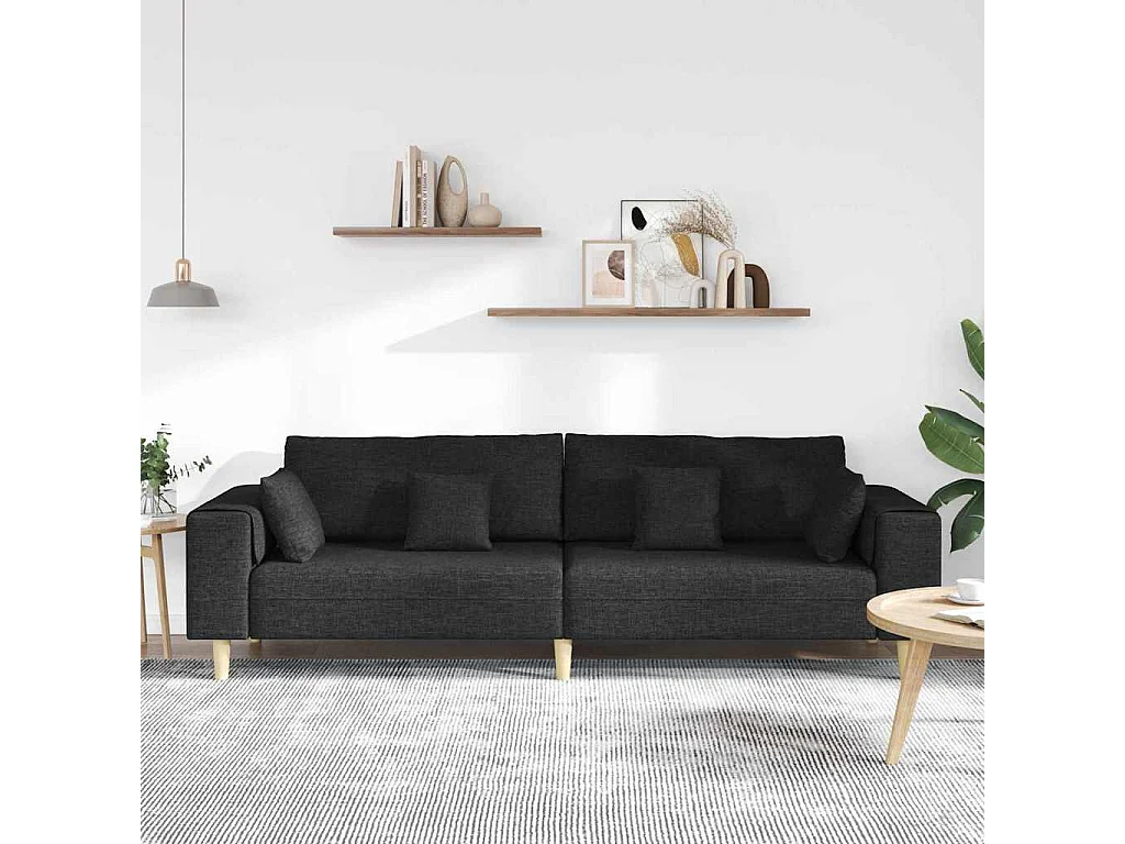 Stoffen bank met zwart kussen 208 cm stof