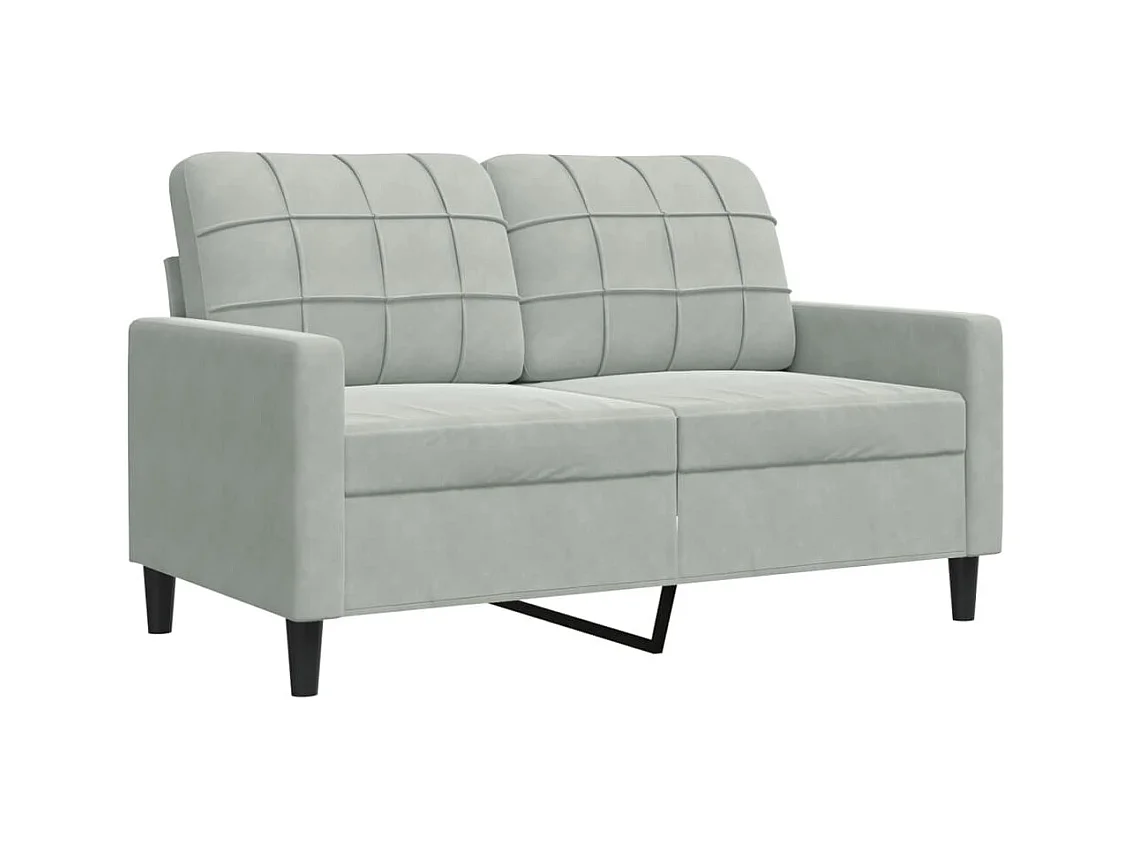 2-delige bankstel met kussens Lichtgrijs fluweel