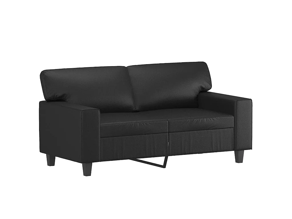 2-teiliges Sofaset in schwarzem Kunstleder