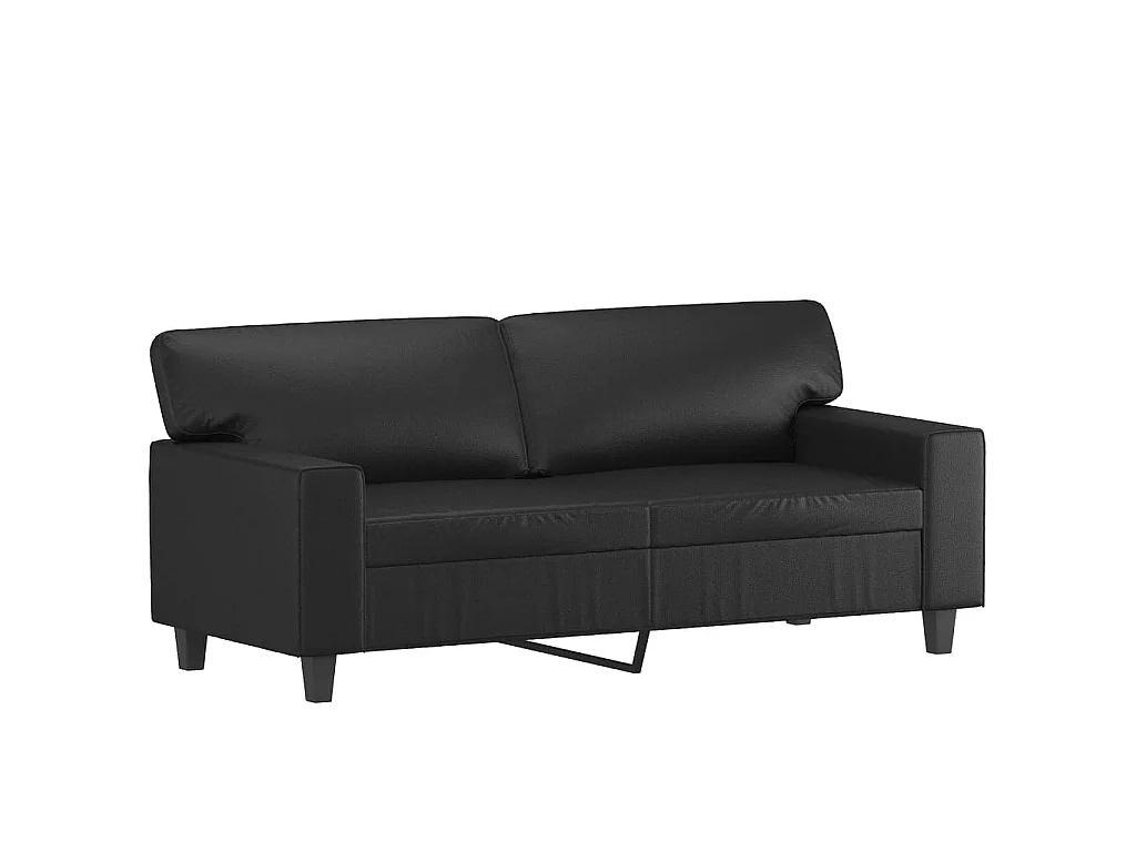 2-teiliges Sofaset in schwarzem Kunstleder