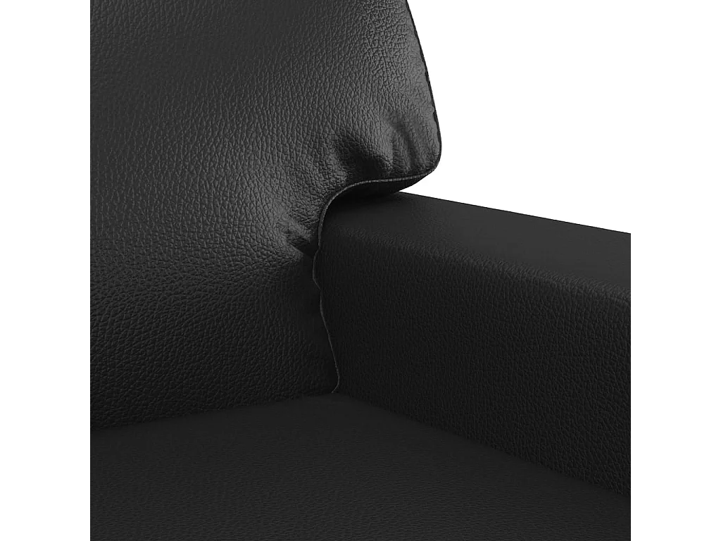2-teiliges Sofaset in schwarzem Kunstleder