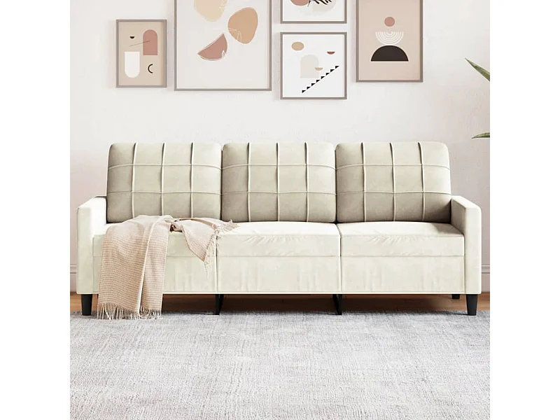 Divano 3 posti Crema 180 cm Velluto
