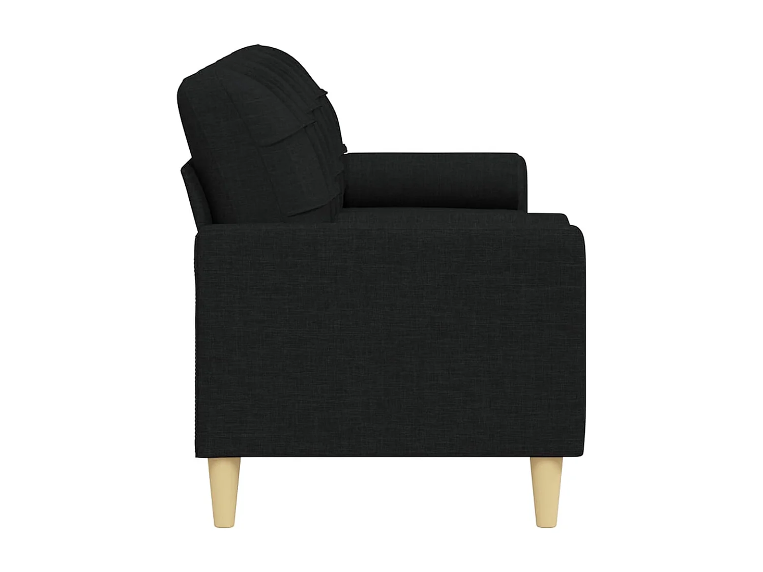 Sofá de 3 plazas con cojines decorativos tela negra 210 cm