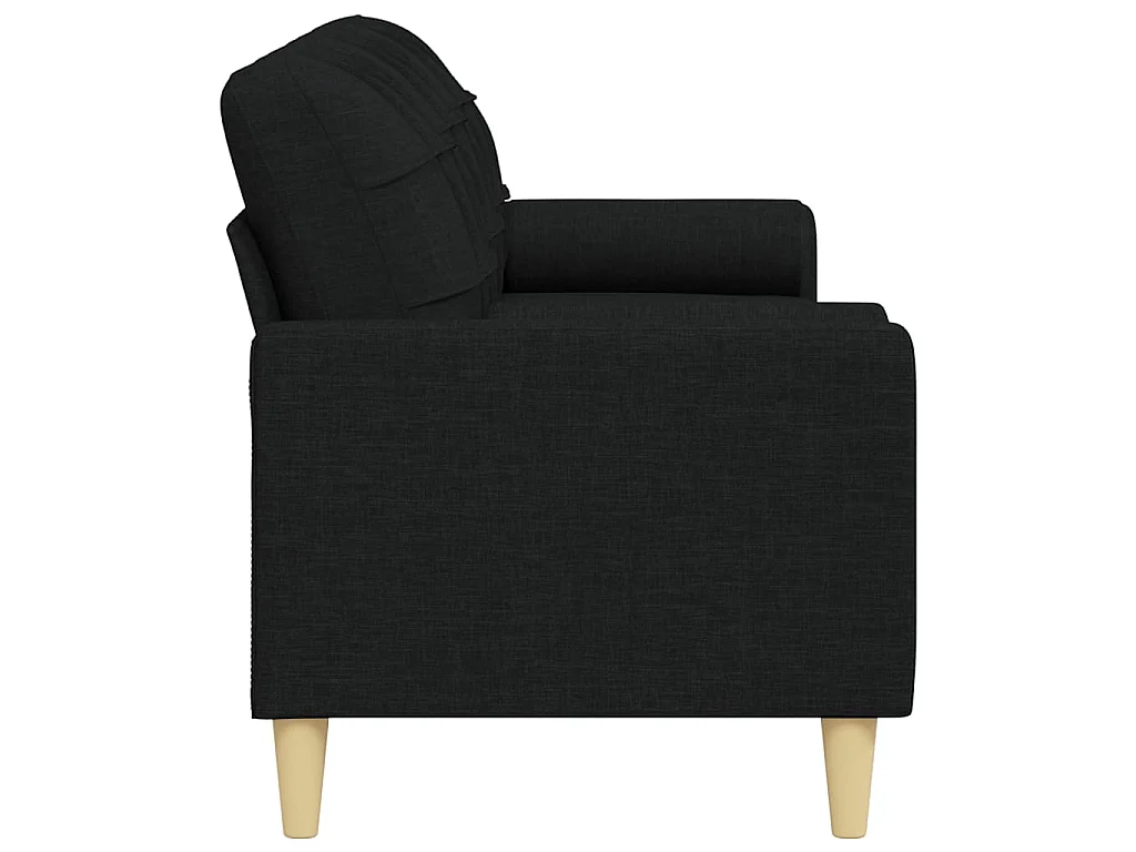 Divano 3 posti con cuscini decorativi tessuto nero 210 cm