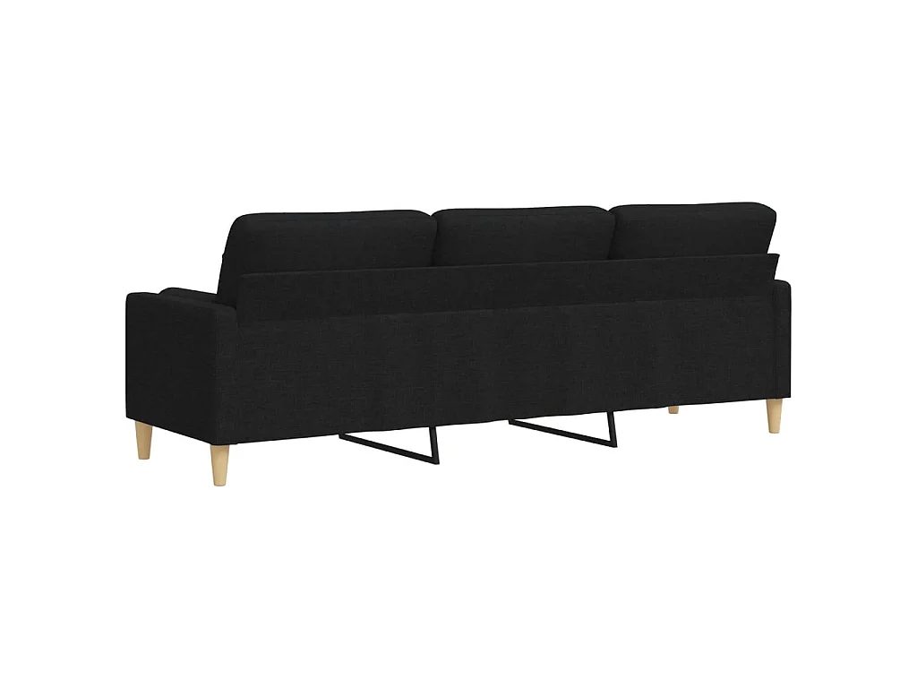 Divano 3 posti con cuscini decorativi tessuto nero 210 cm