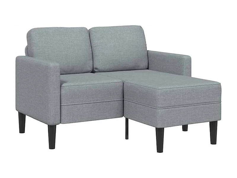 Canapé 2 places avec méridienne en L gris clair 125 cm tissu
