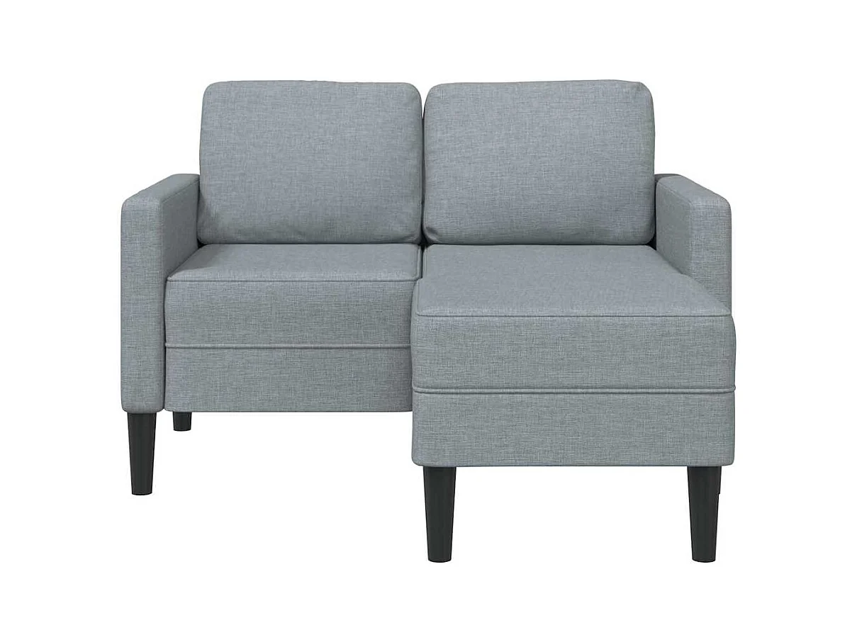 Divano 2 posti con chaise longue a L in tessuto grigio chiaro, 125 cm