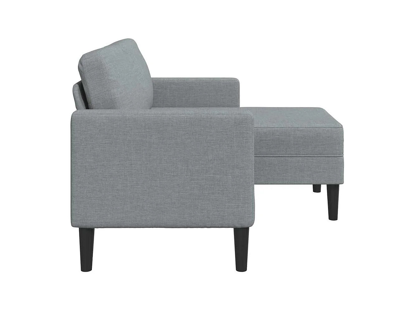 Divano 2 posti con chaise longue a L in tessuto grigio chiaro, 125 cm