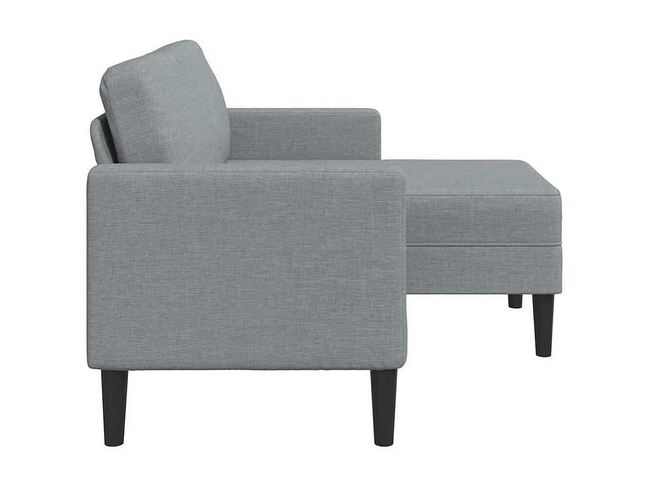 2-zitsbank met L-vormige chaise longue in lichtgrijze stof, 125 cm