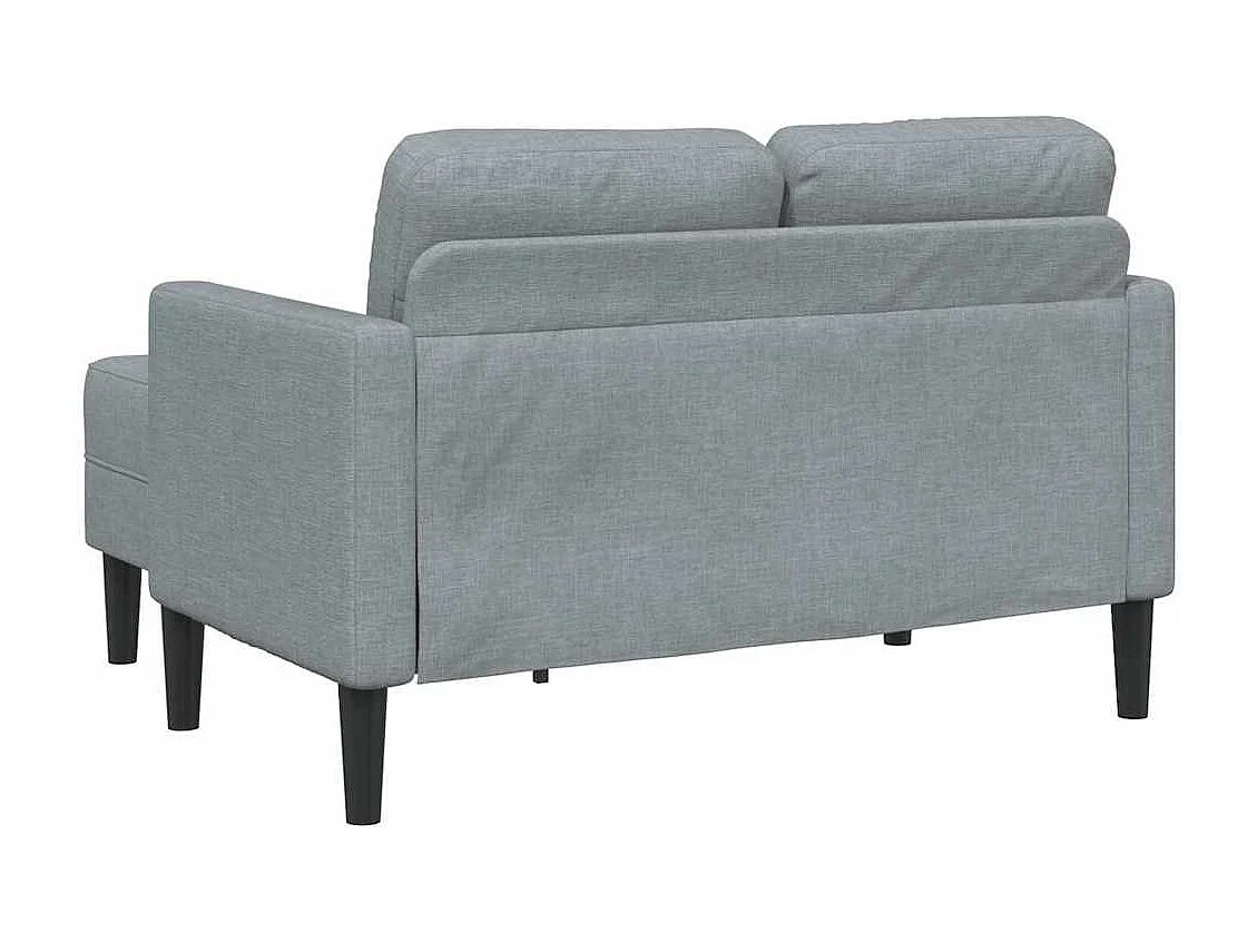 2-zitsbank met L-vormige chaise longue in lichtgrijze stof, 125 cm