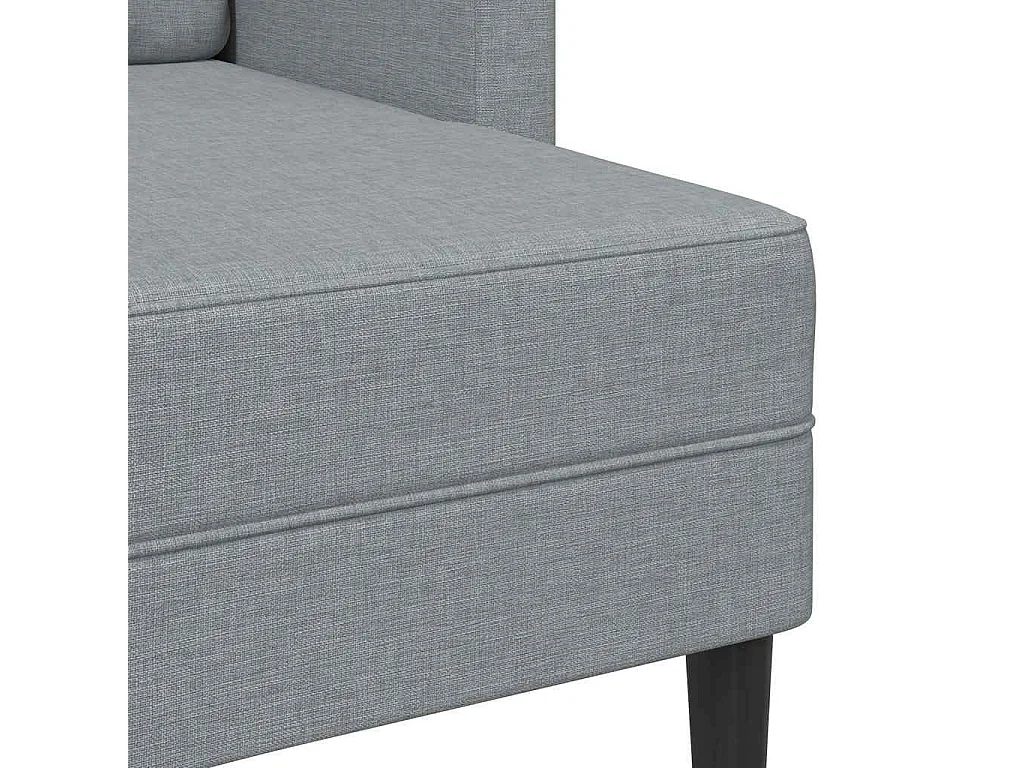 2-zitsbank met L-vormige chaise longue in lichtgrijze stof, 125 cm