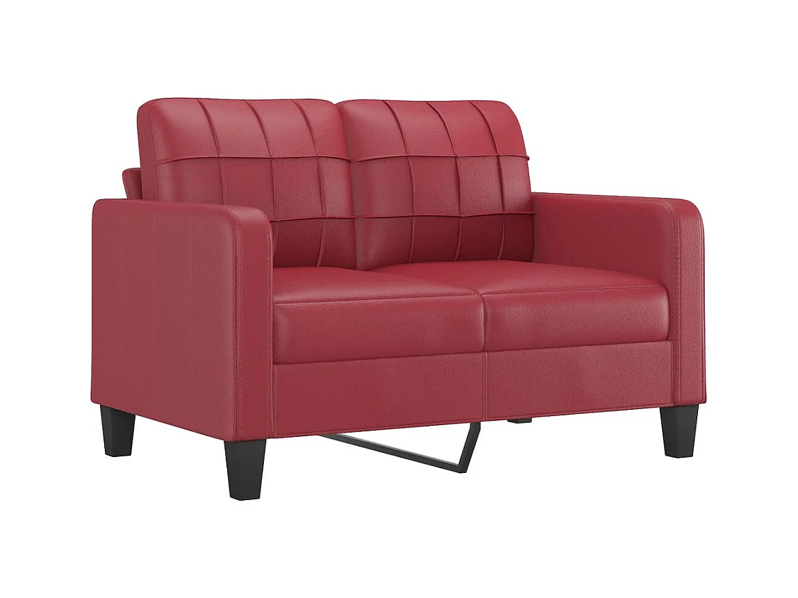 Set di divani 4 pezzi con cuscini in similpelle rosso bordeaux