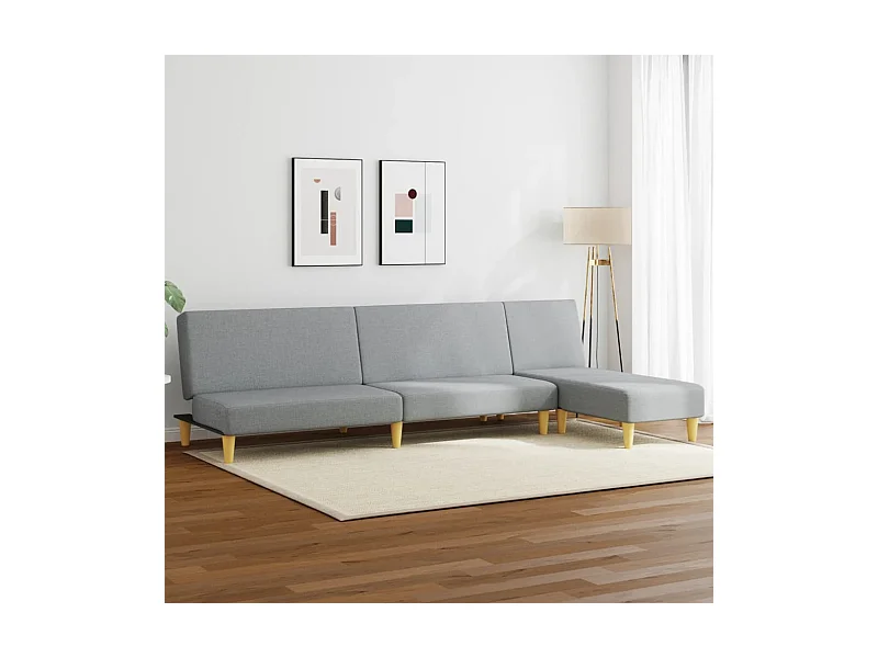 2-delige bankstel lichtgrijze stof