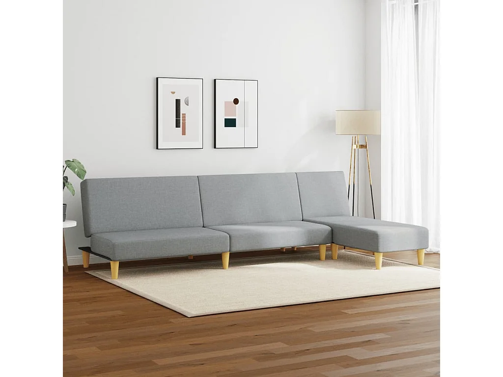 Conjunto de sofá de 2 piezas de tela gris claro