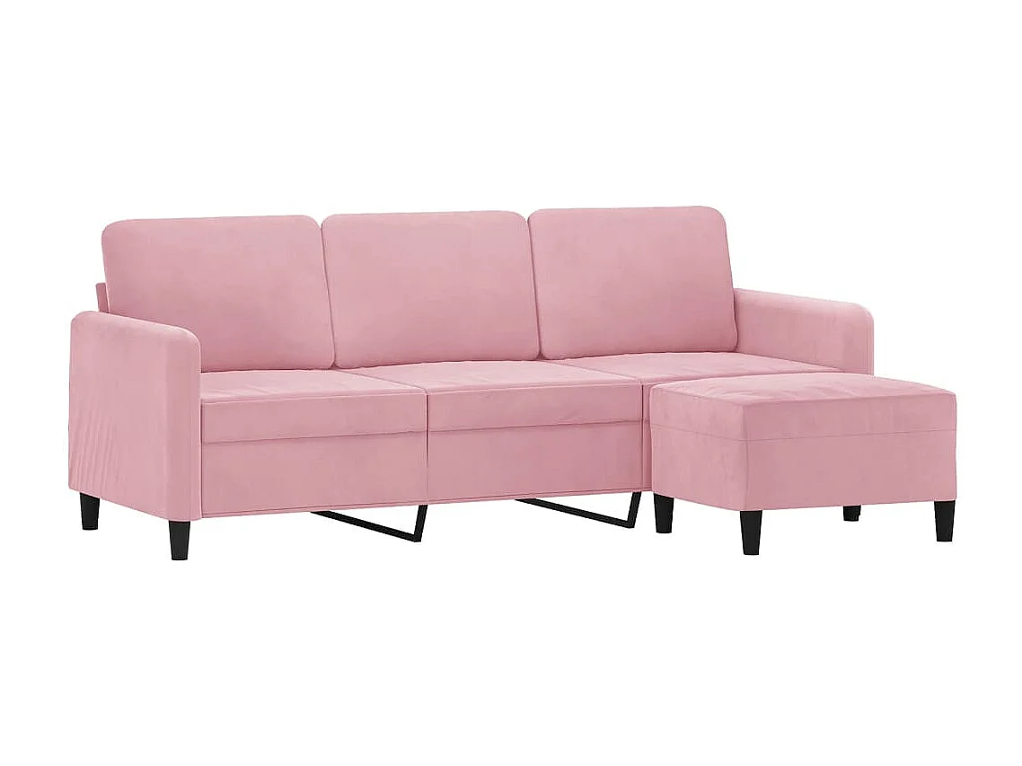 3-zitsbank met voetenbank Roze 180 cm Fluweel