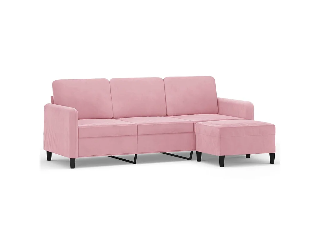 Divano 3 posti con poggiapiedi Rosa 180 cm Velluto