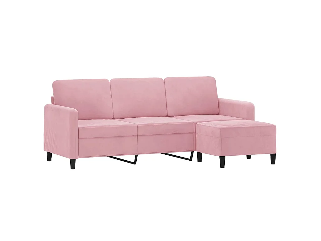 Divano 3 posti con poggiapiedi Rosa 180 cm Velluto
