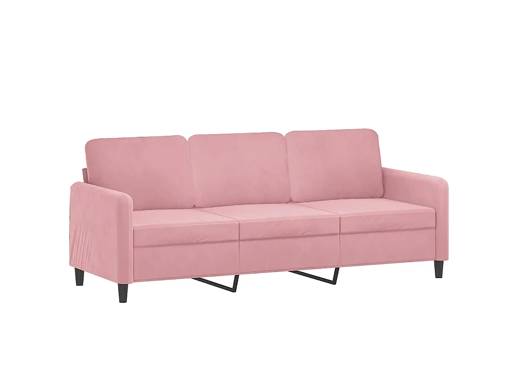 Divano 3 posti con poggiapiedi Rosa 180 cm Velluto
