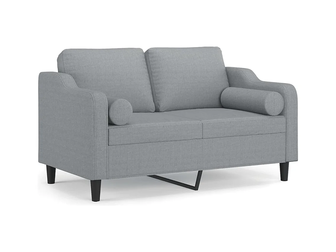 Sofá de 2 plazas con cojines gris claro de tela de 120 cm