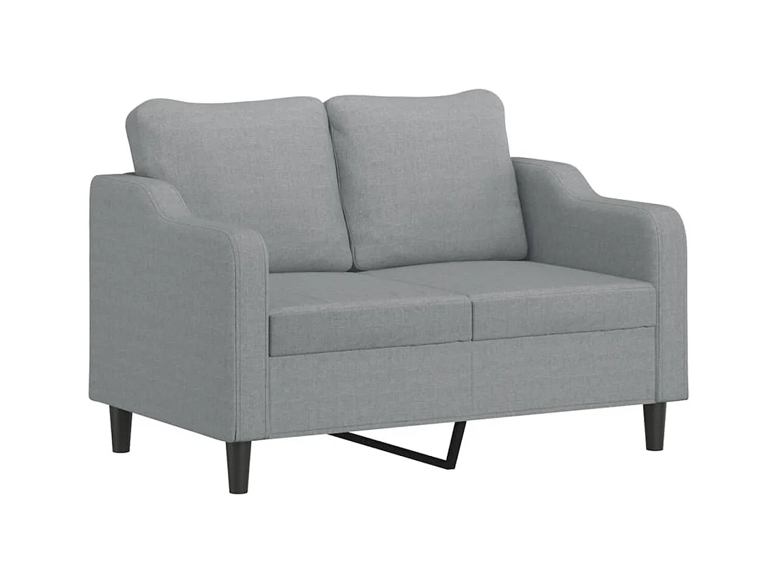 Sofá de 2 plazas con cojines gris claro de tela de 120 cm