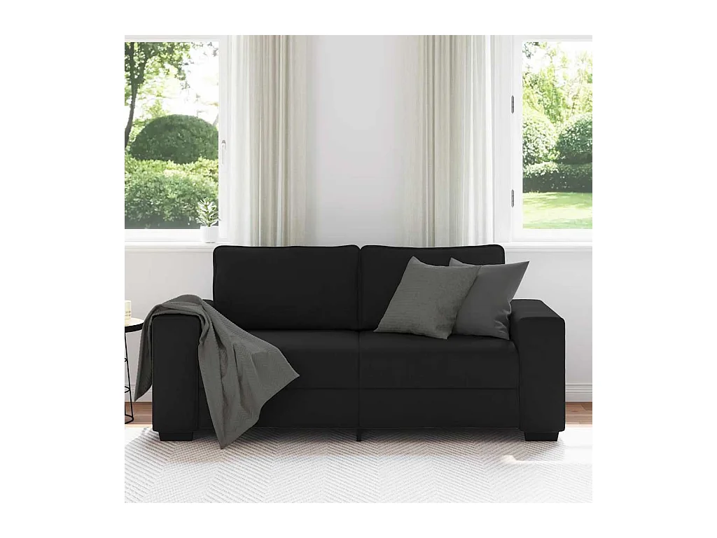 Divano 2 posti in tessuto nero 140 cm