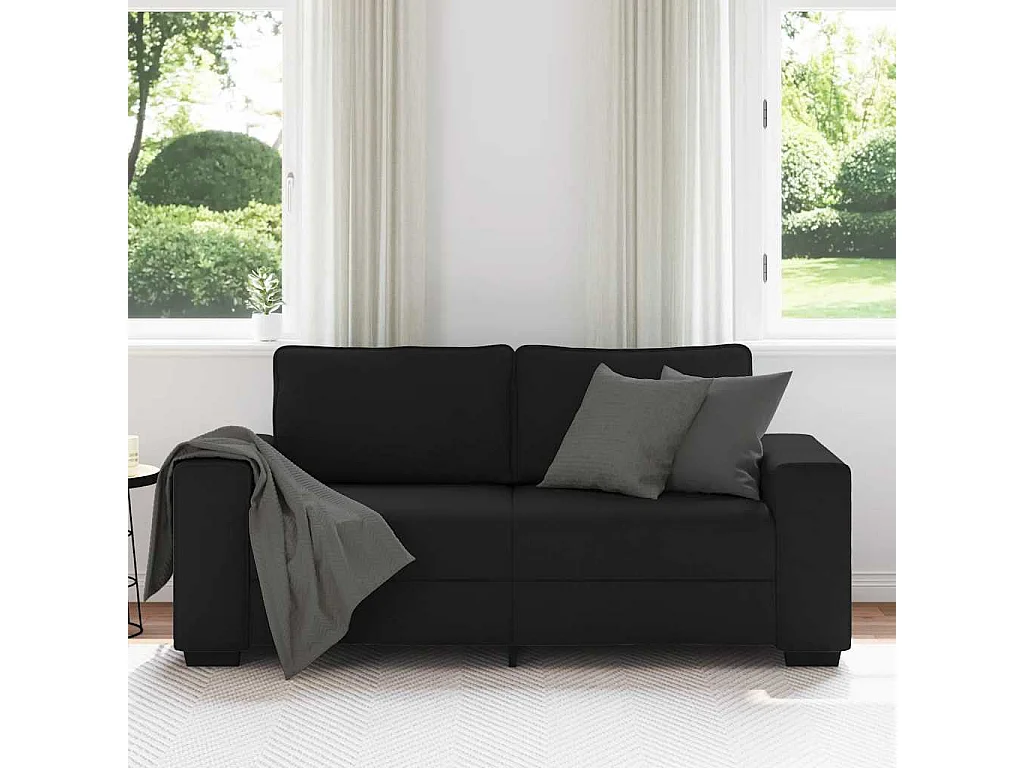 2-zits zwarte stoffen bank 140 cm