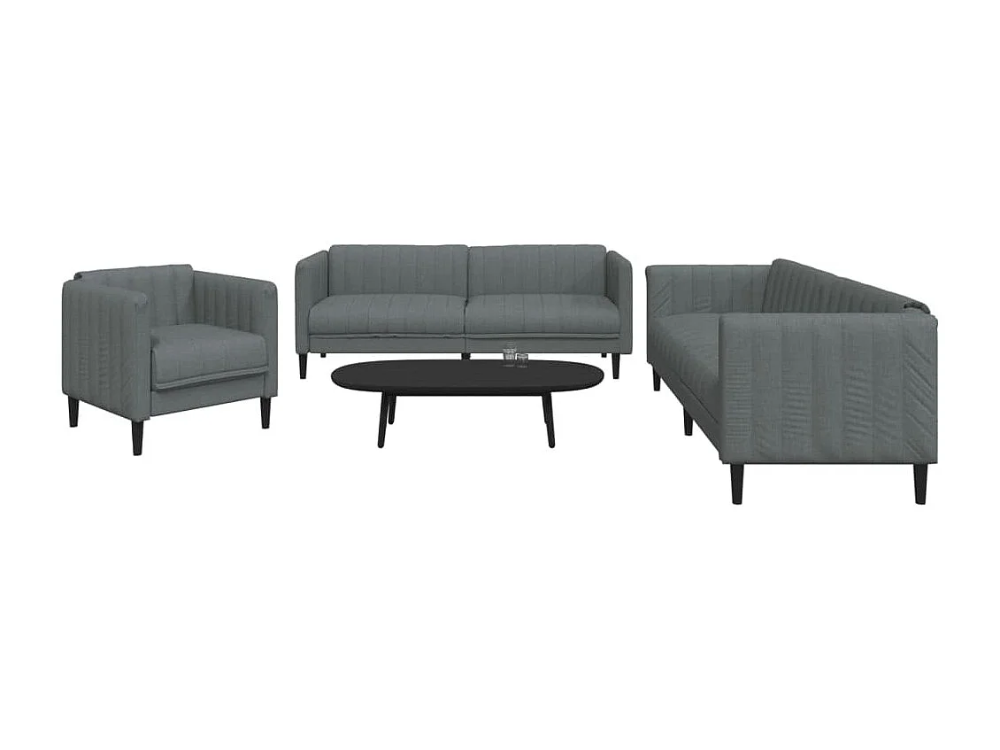 Conjunto de sofá de 3 piezas de tela gris oscuro