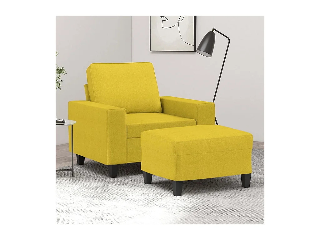 Poltrona con poggiapiedi Tessuto Giallo chiaro 60 cm