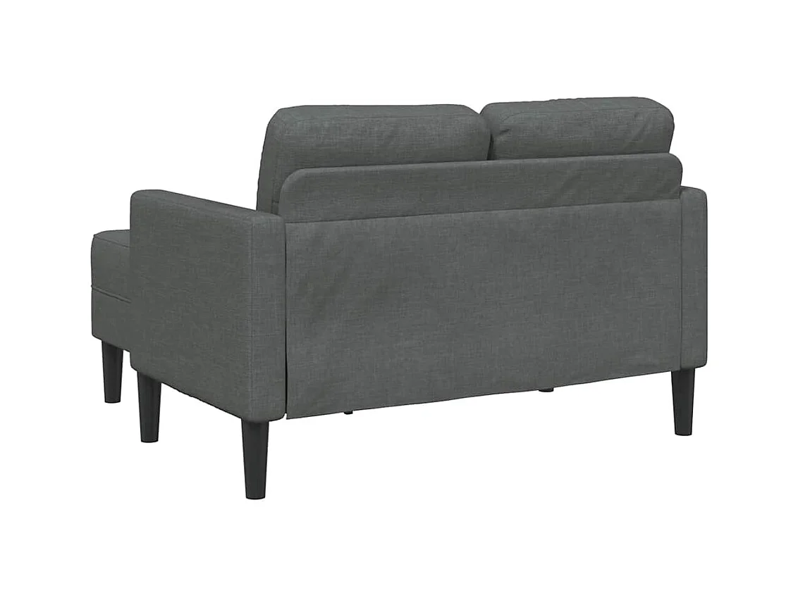 Canapé 2 places avec méridienne en L gris foncé 125 cm tissu