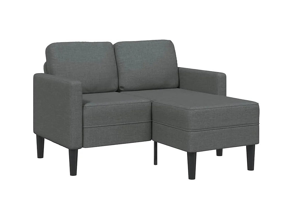 Canapé 2 places avec méridienne en L gris foncé 125 cm tissu