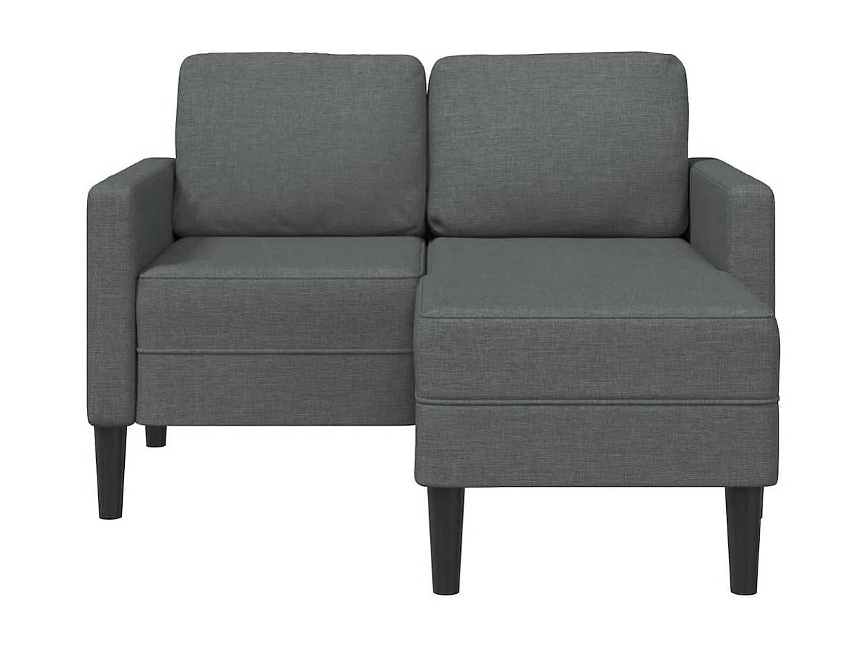 Canapé 2 places avec méridienne en L gris foncé 125 cm tissu