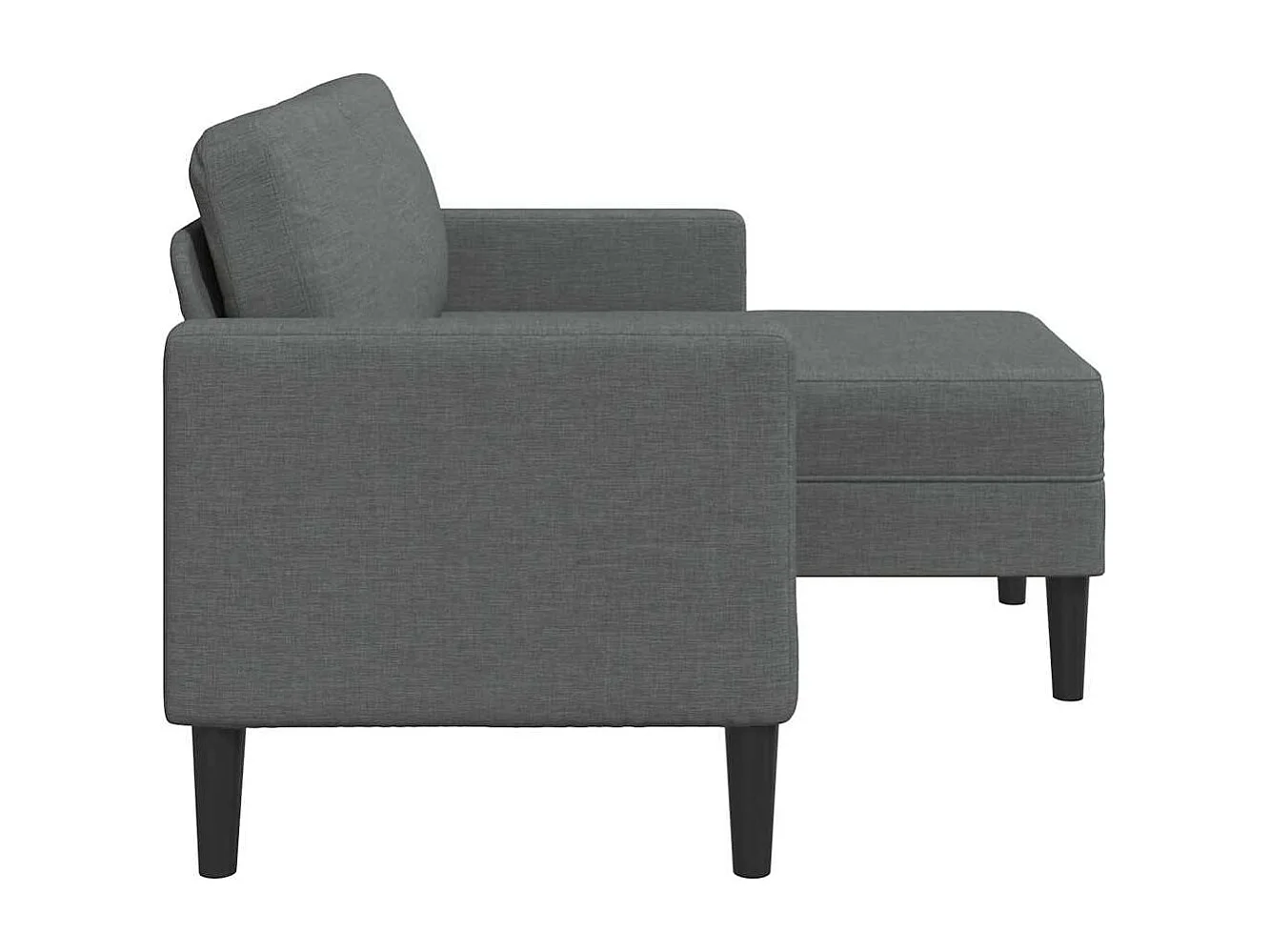 Canapé 2 places avec méridienne en L gris foncé 125 cm tissu