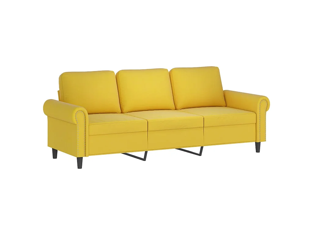 3-Sitzer Sofa mit Fußhocker gelb 180 cm Samt
