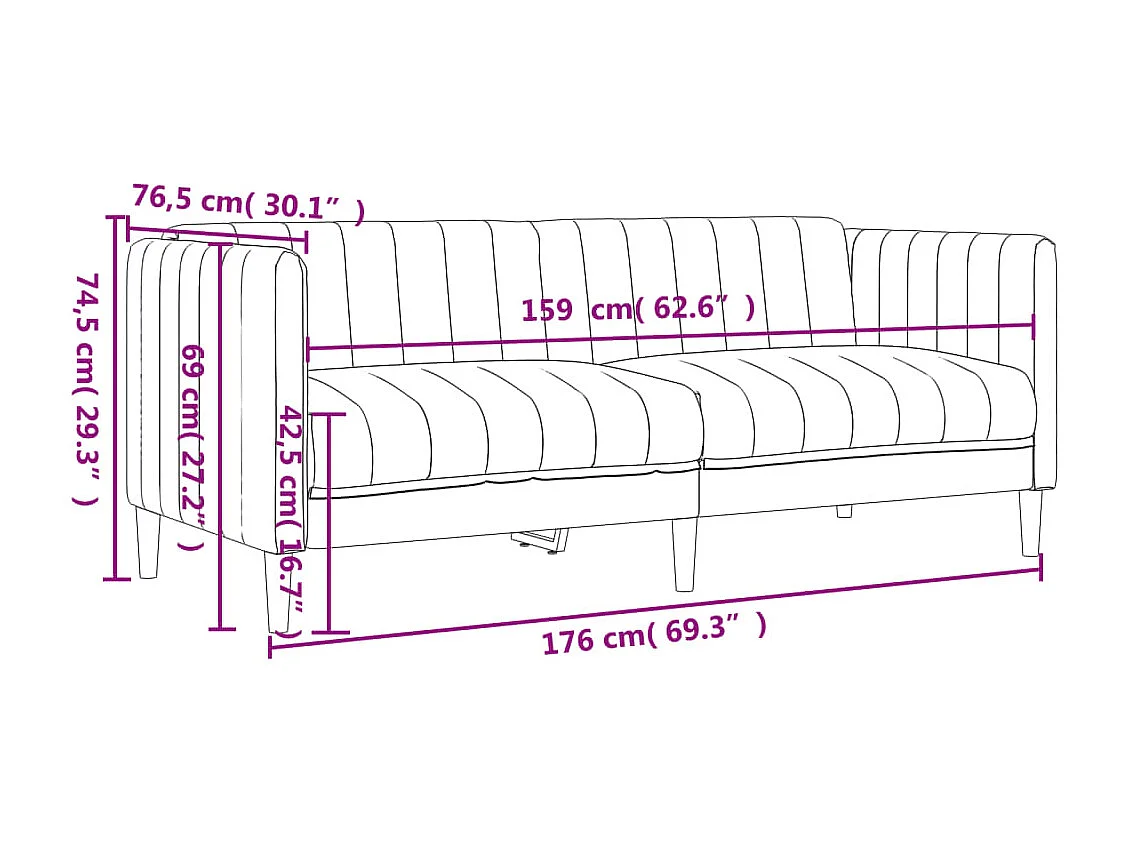 2-Sitzer-Sofa aus dunkelbraunem Stoff