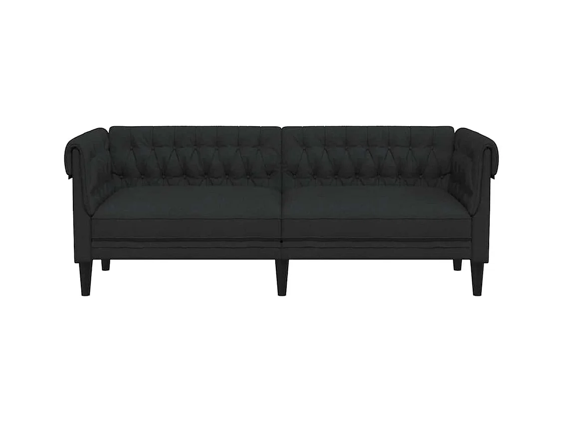 Sofá Chesterfield de 3 plazas de tela negra