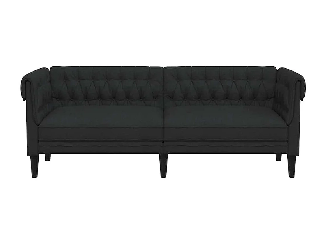 Sofá Chesterfield de 3 plazas de tela negra