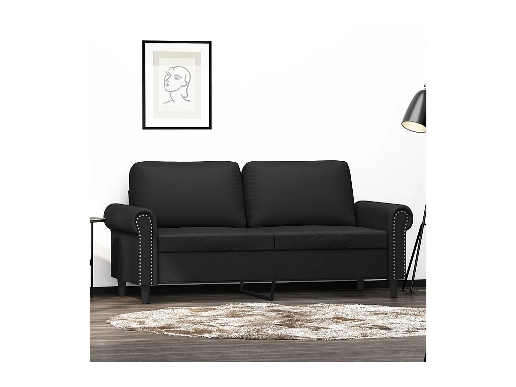 Sofá 2 plazas Negro 140 cm Piel sintética
