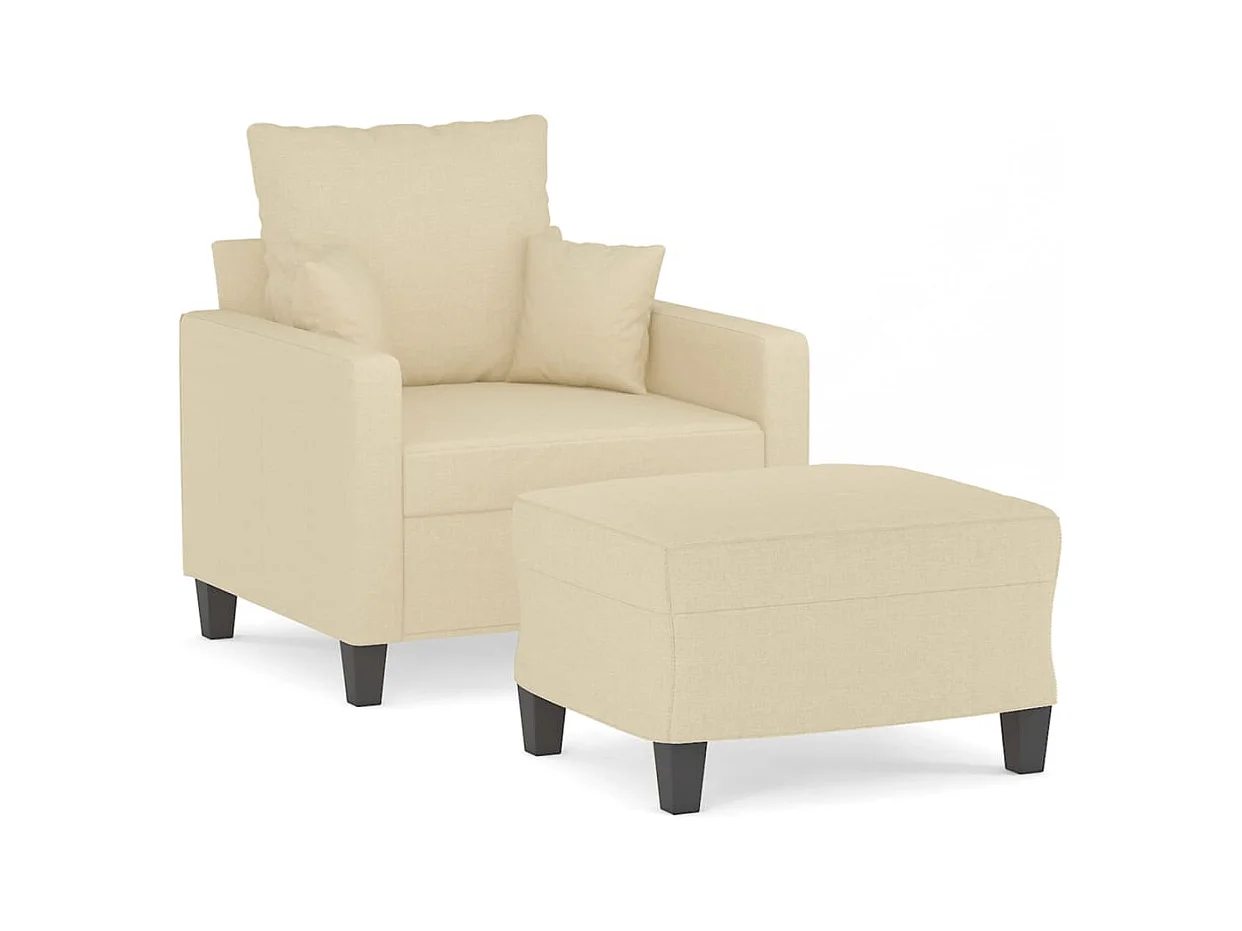 Poltrona con poggiapiedi Panna 60 cm Tessuto