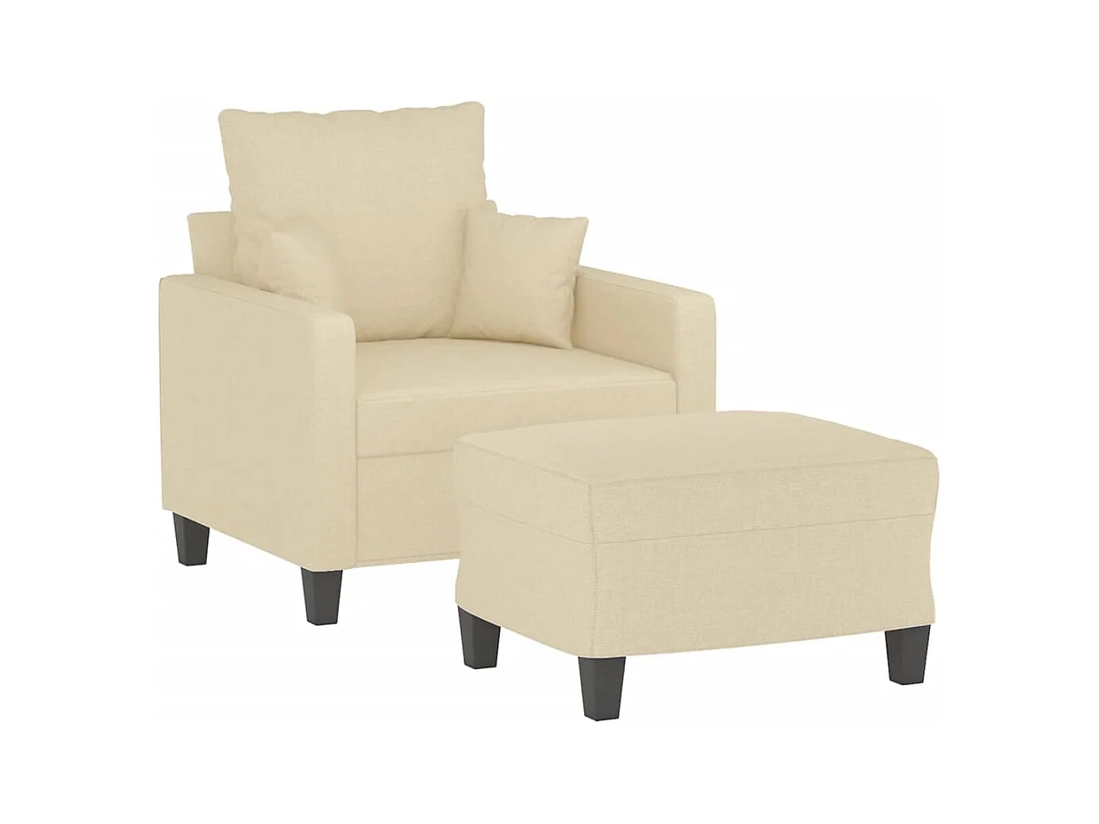 Poltrona con poggiapiedi Panna 60 cm Tessuto