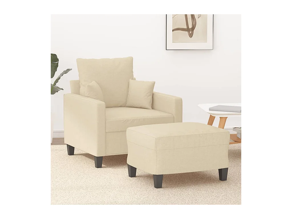 Fauteuil avec repose-pied Crème 60 cm Tissu