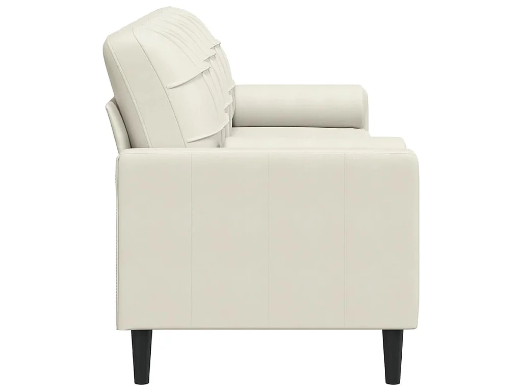 Canapé 3 places avec oreillers décoratifs crème 210 cm velours