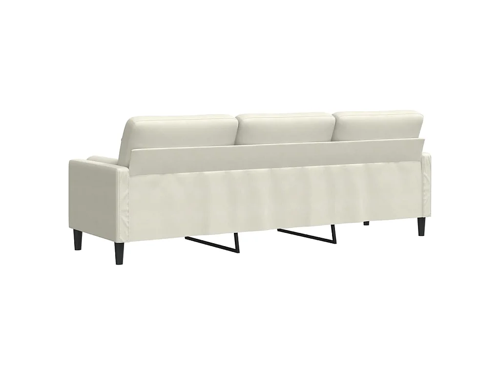 Canapé 3 places avec oreillers décoratifs crème 210 cm velours