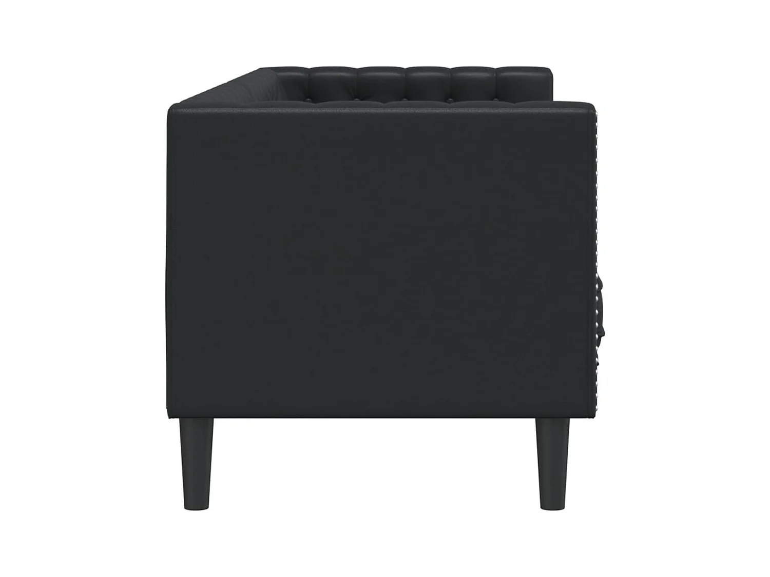 Divano Chesterfield a 3 posti in similpelle nera