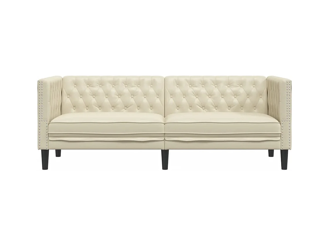 Divano Chesterfield a 3 posti in similpelle color crema