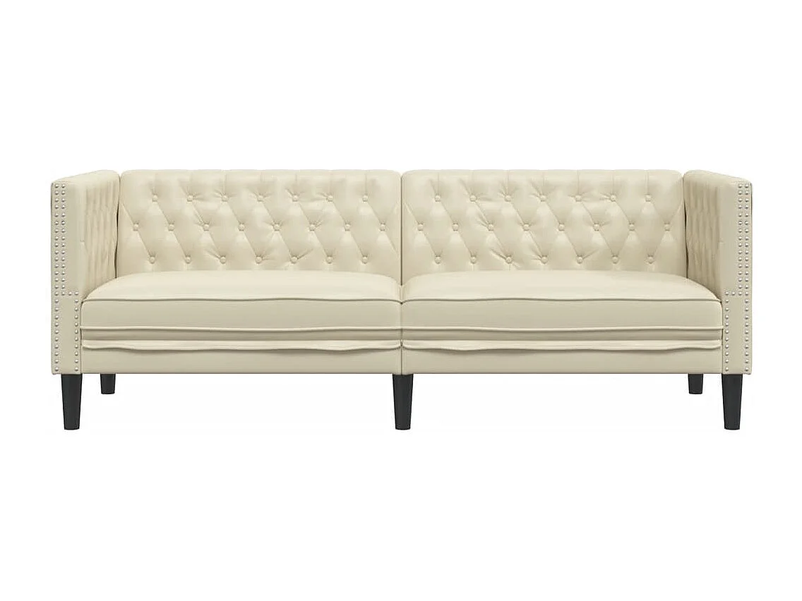 Canapé à 3 places Chesterfield crème similicuir