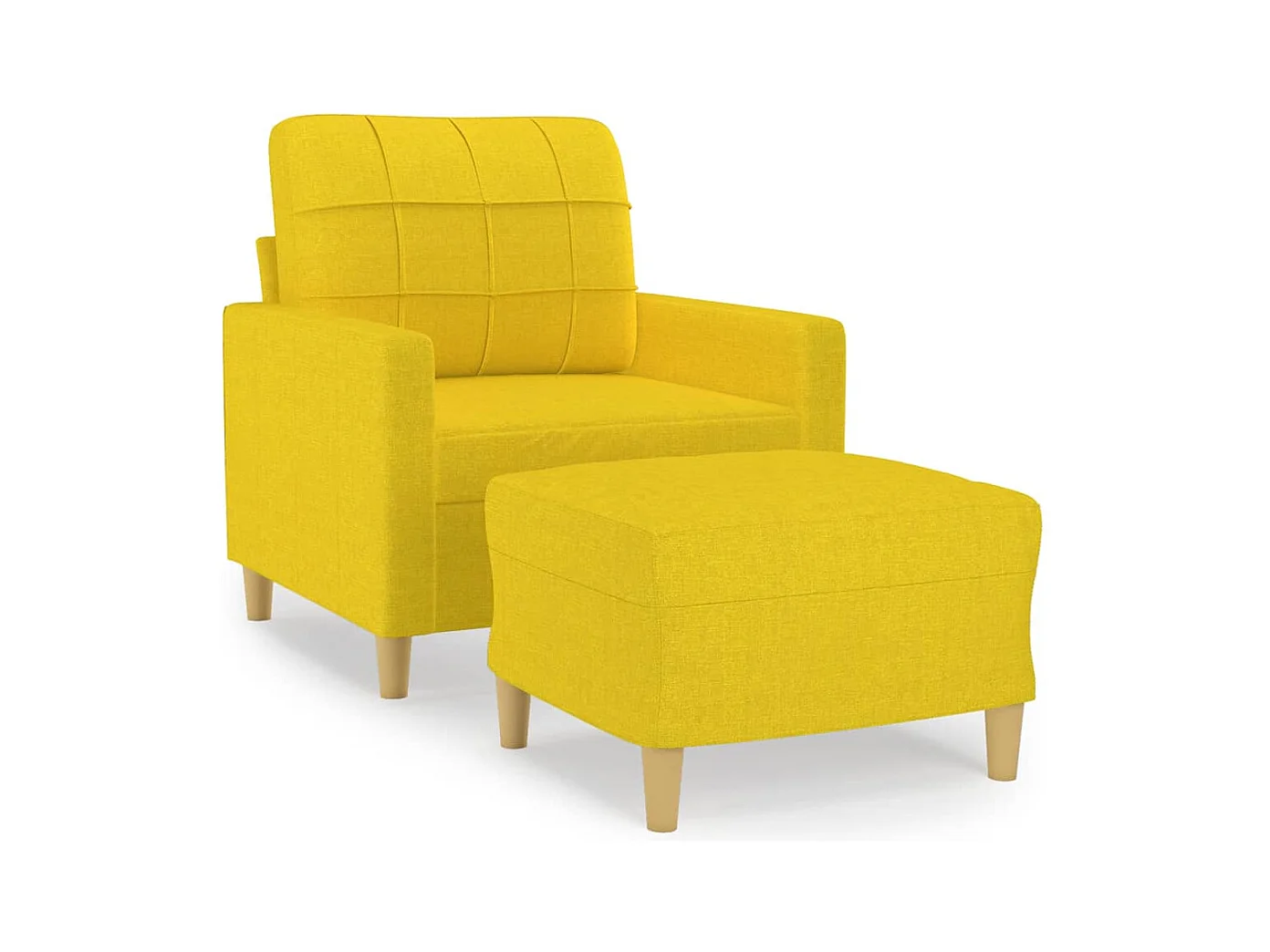 Fauteuil met voetenbankje Lichtgeel 60 cm Stof