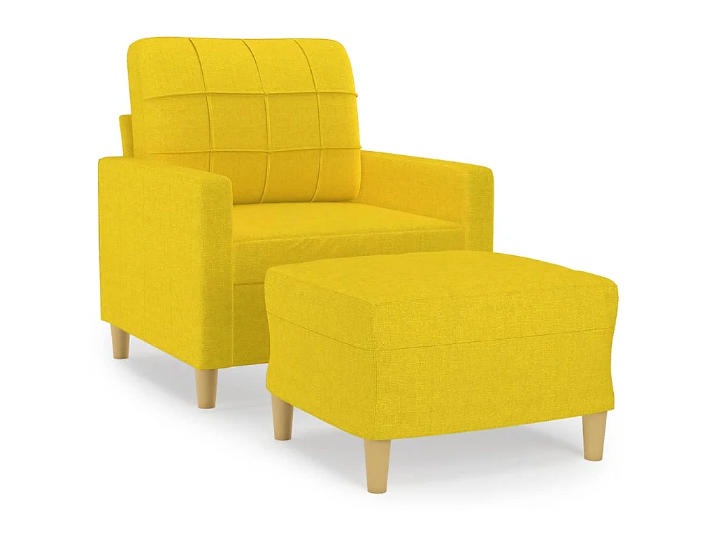 Fauteuil avec repose-pied Jaune clair 60 cm Tissu