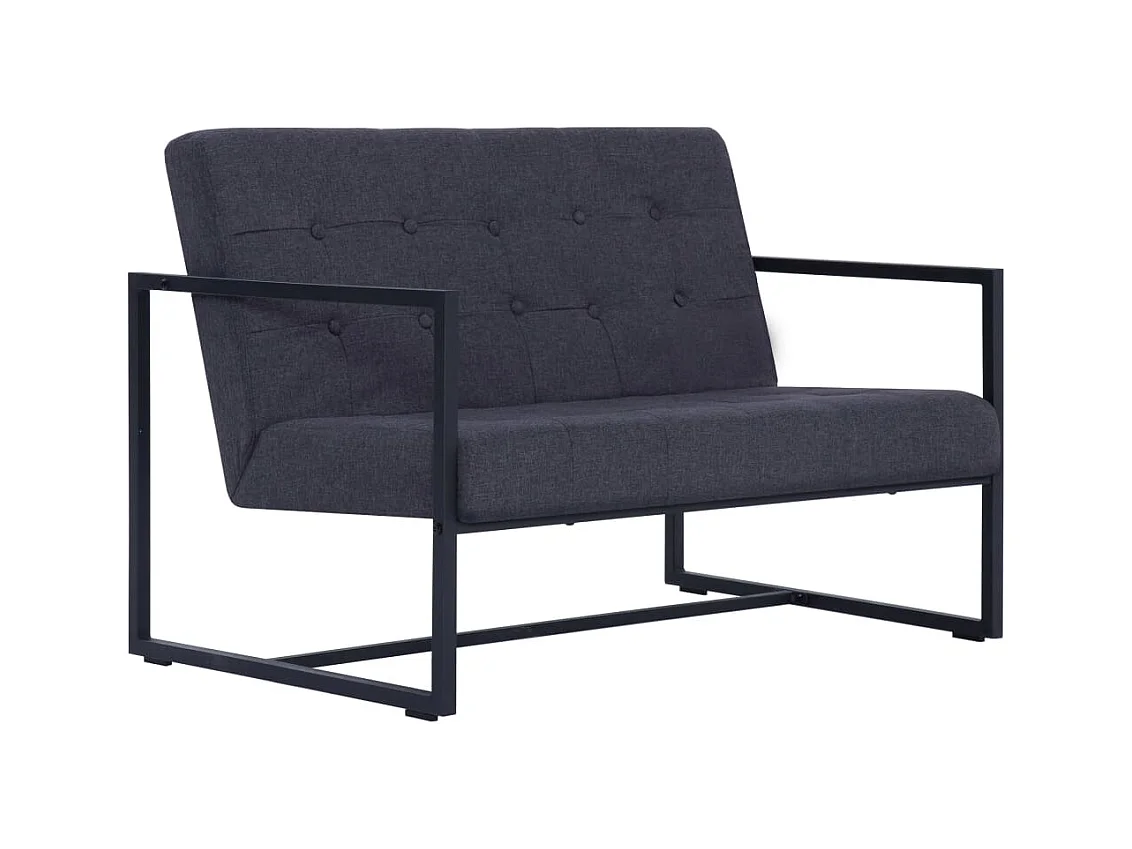 Sofá 2 plazas con reposabrazos Gris oscuro Acero y tela